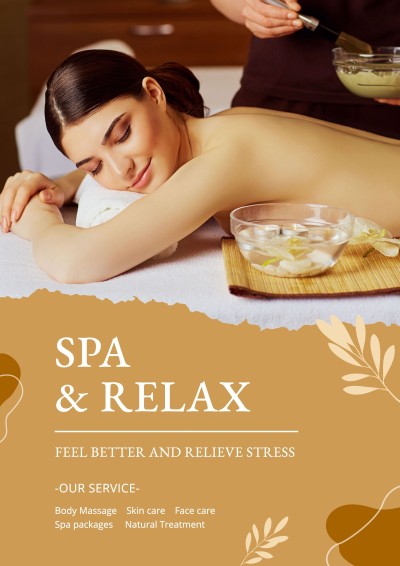 Literary Brown Color Block Beauty Salon Spa Service Advertising Poster