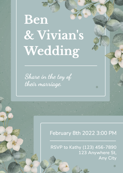 Literary Flower Frame Save the date invitation letter