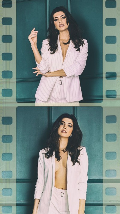 Retro Film Style White Suit Woman Record Instagram Story