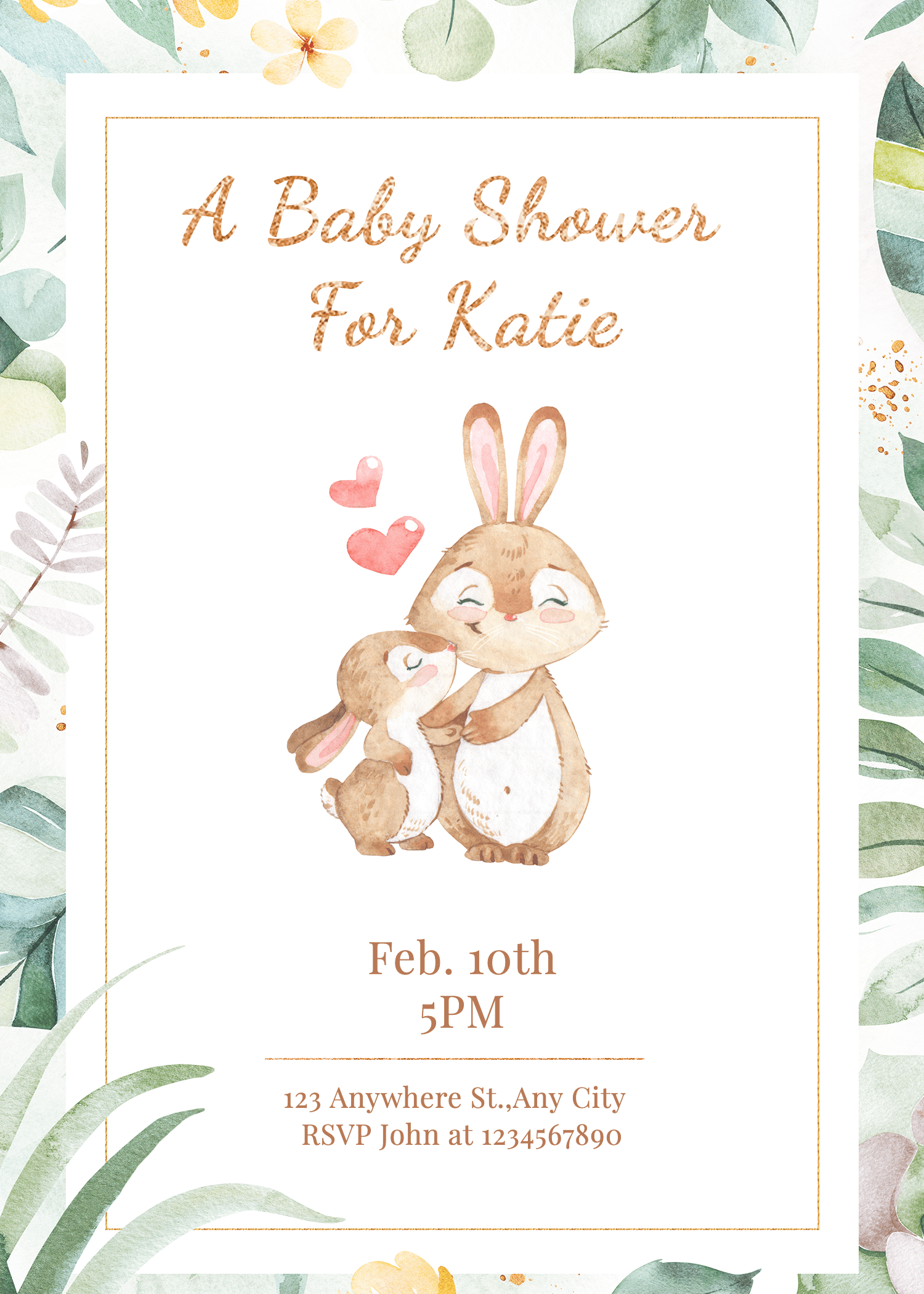 Cartoon Rabbit Baby shower invitation letter