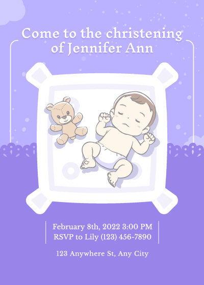 Purple Color System Background Baby shower Invitation letter