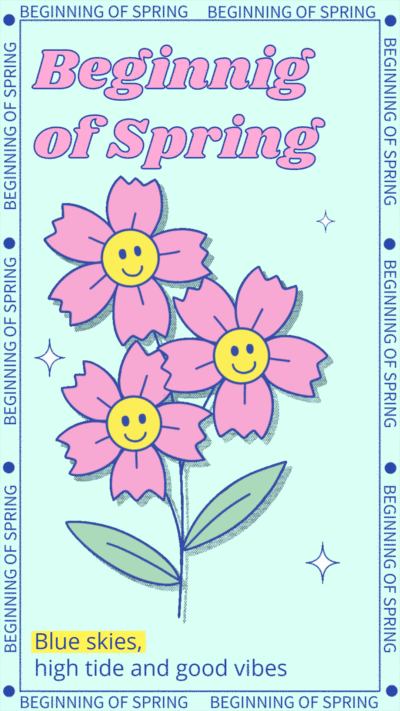 Cute Style Rectangle Element Cartoon Flower Smile Face Instagram Story Video