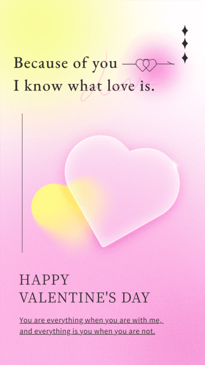 Simple Fresh Style Gradual Change Color Background Valentine's Day Greeting Text Instagram Story Video