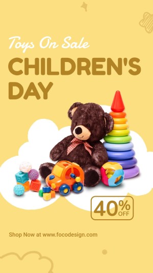 Handwritting Children's Day Toy Discount Sale Promo Ecommerce Story