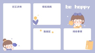 打工人趣味插画分区电脑壁纸