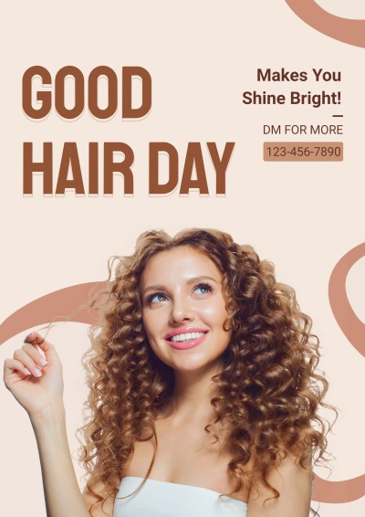 Literary Brown Color Block Decorate Hair Salon Barber Shop Poster