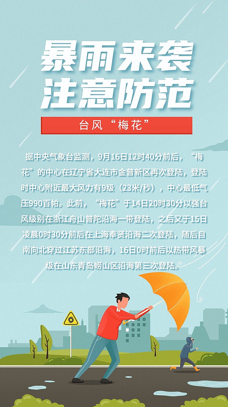 台风预警警报气象融媒体海报