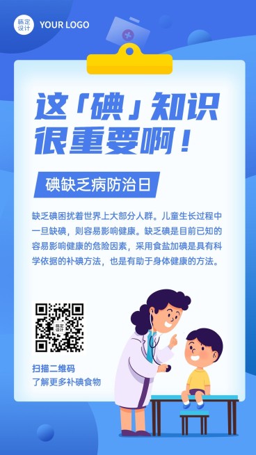 全国防治碘缺失医疗科普手机海报预览效果