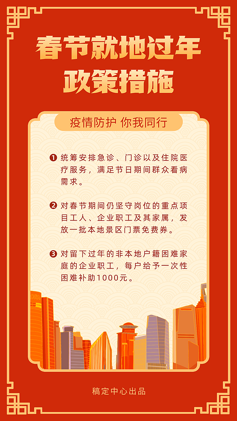 春节疫情防控就地过年政策措施通知公告手机海报