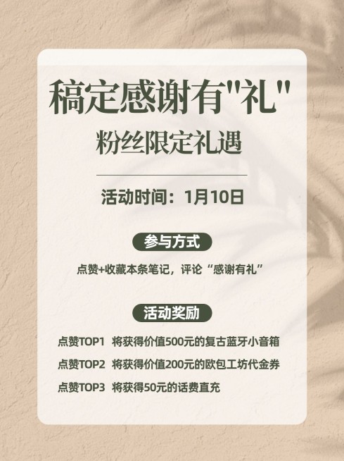 简约光影活动公告小红书配图预览效果