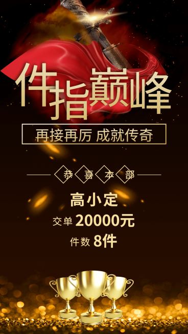 金融保险喜报表彰件指巅峰手机海报预览效果