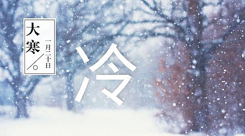 大寒节气冷横版海报