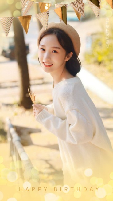 生日海报金色拉旗预览效果