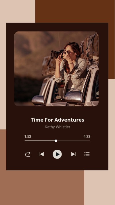 Simple Camera Girl Illustration Music player interface simulation Instagram story