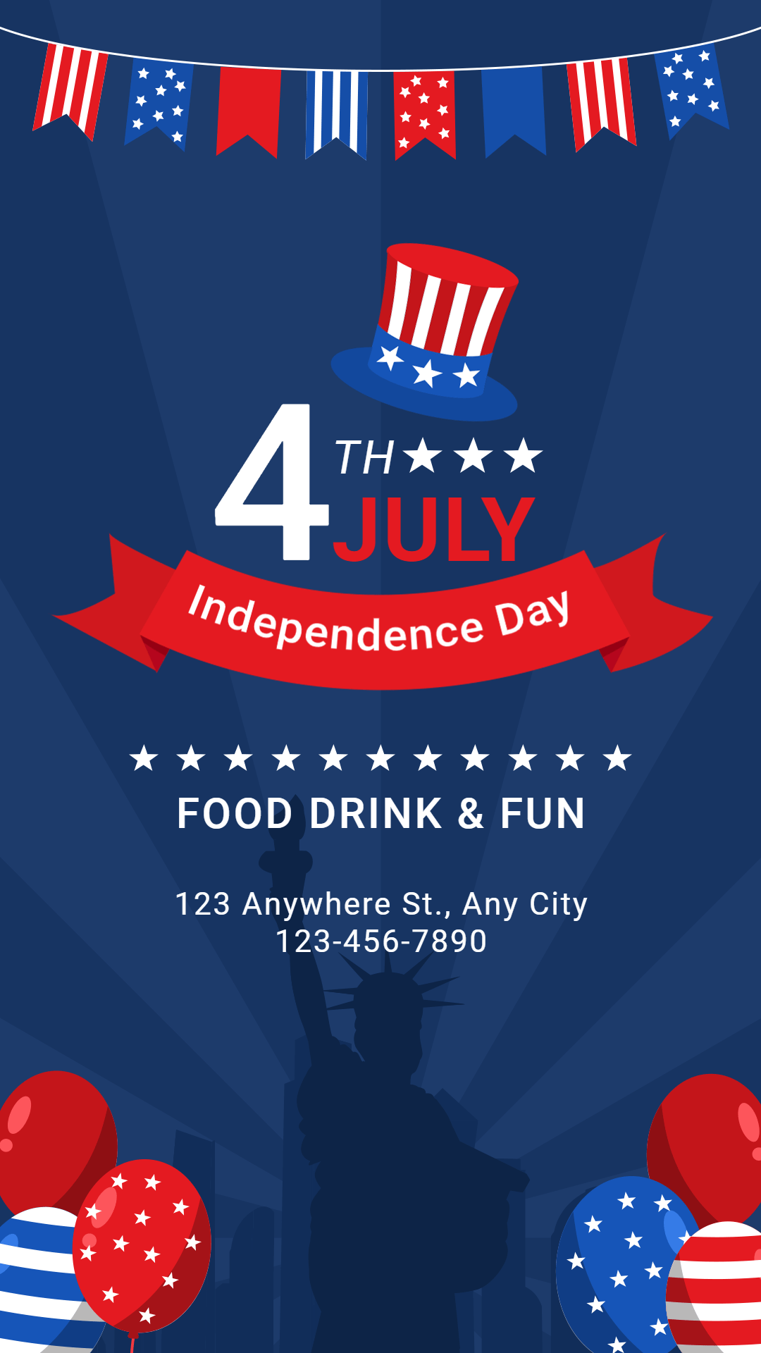 Independence Day July The Fourth Restaurant Food Party Promotion Ecommerce Story