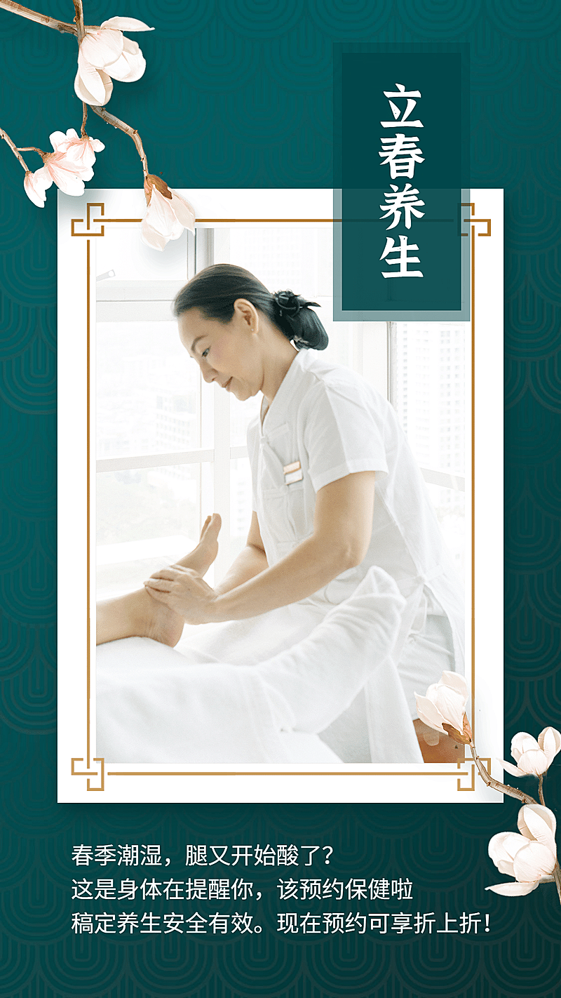 国风热点春季养生预约营销海报