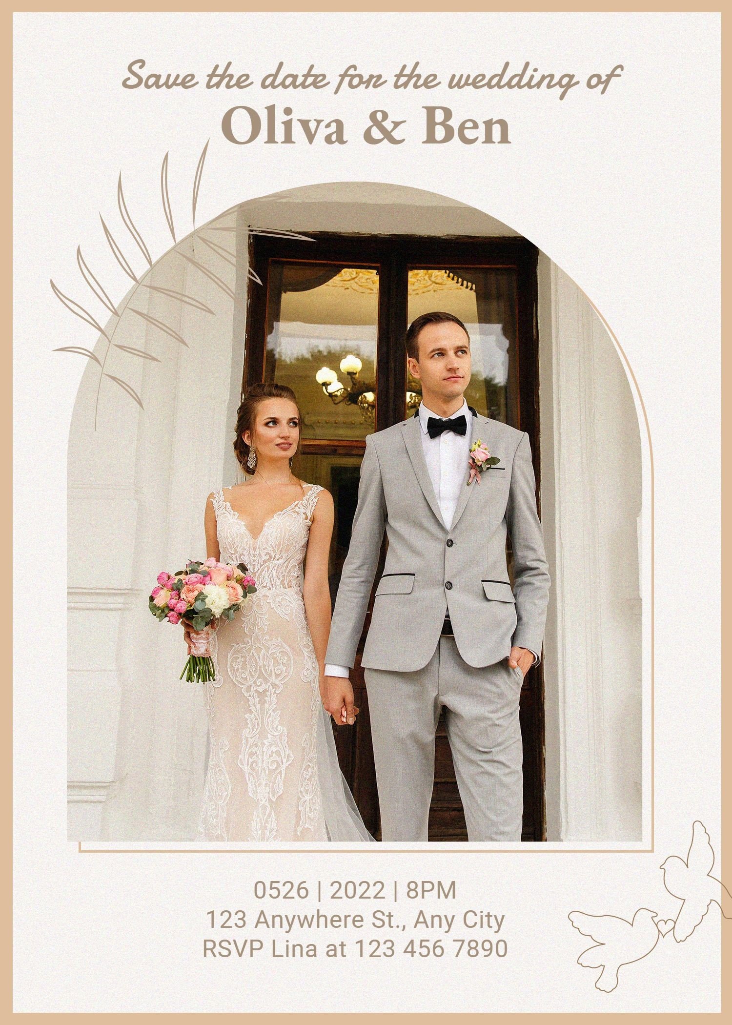 Simple Literary Arch Frame Wedding invitation
