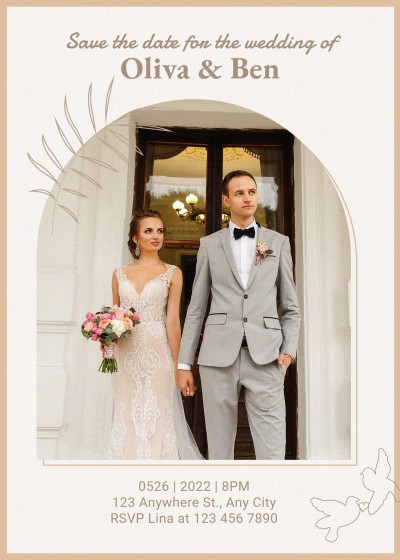 Simple Literary Arch Frame Wedding invitation
