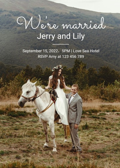 Simple Outside Scene Couple Wedding invitation letter