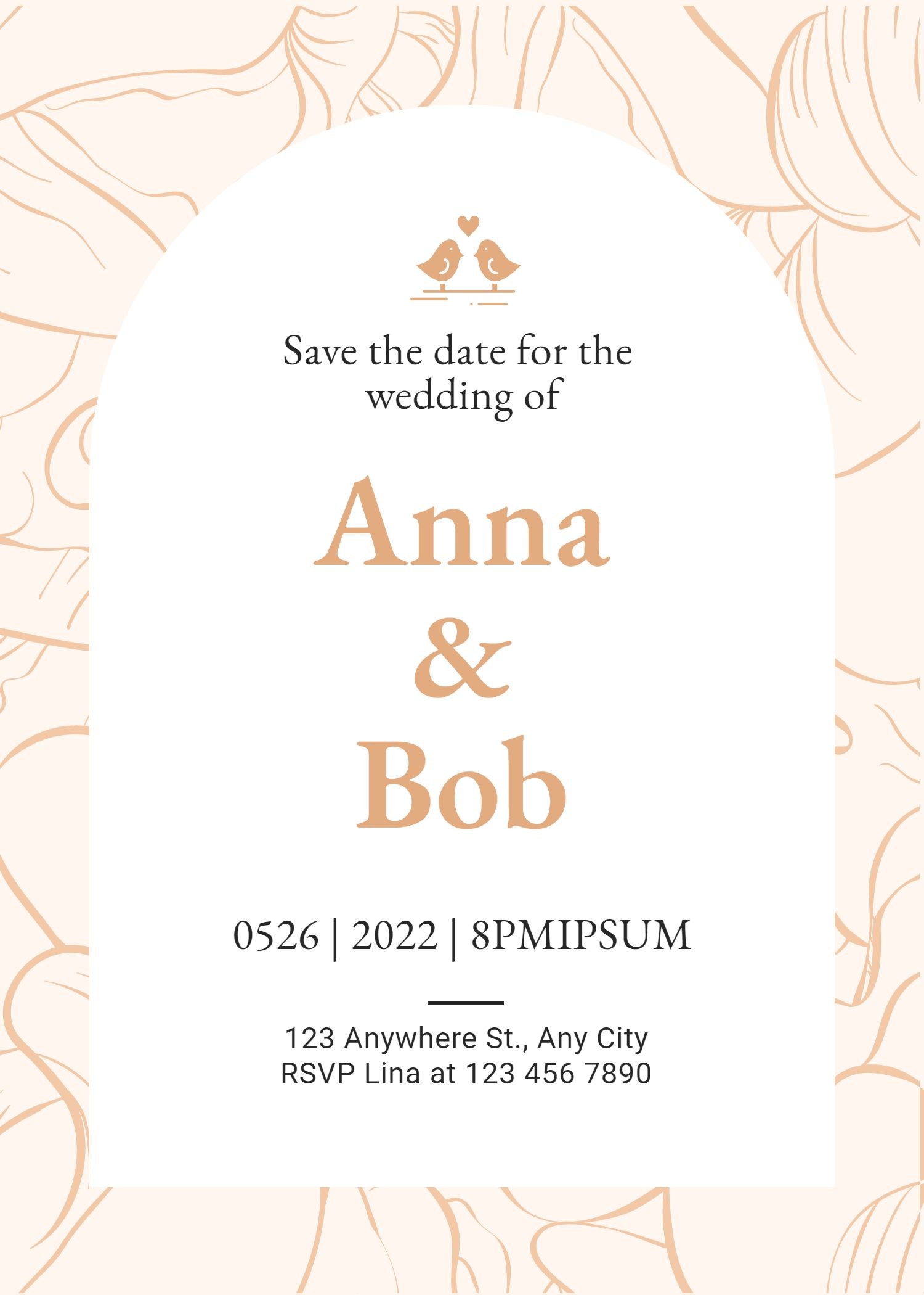 Simple Literary Style Hand Painted Line Element Wedding invitation