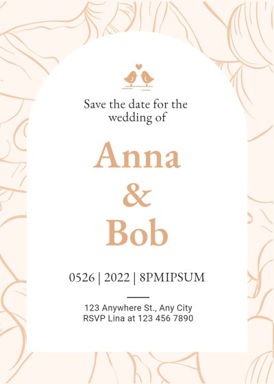Simple Literary Style Hand Painted Line Element Wedding invitation