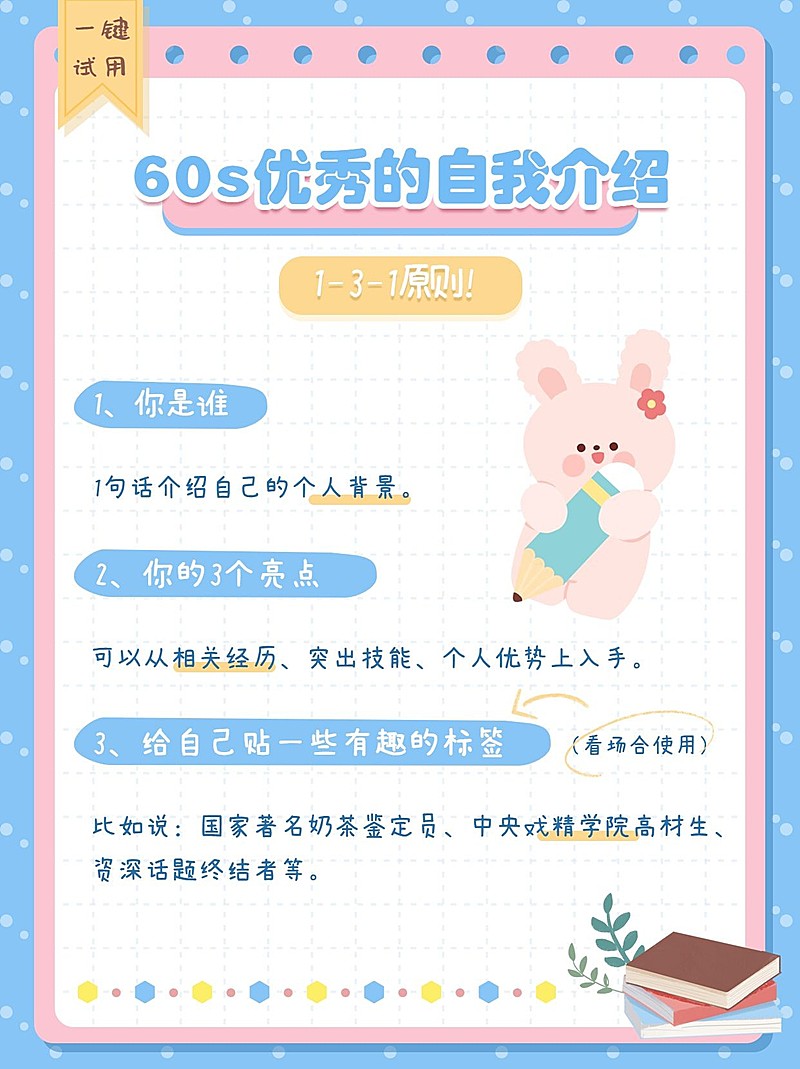 自我介绍经验分享小红书配图