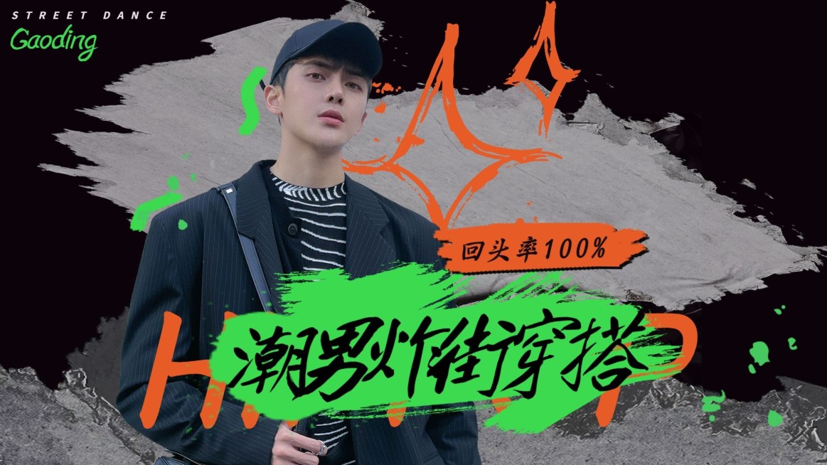 潮酷炸街时尚男生穿搭横版视频封面预览效果