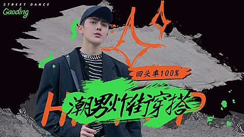 潮酷炸街时尚男生穿搭横版视频封面