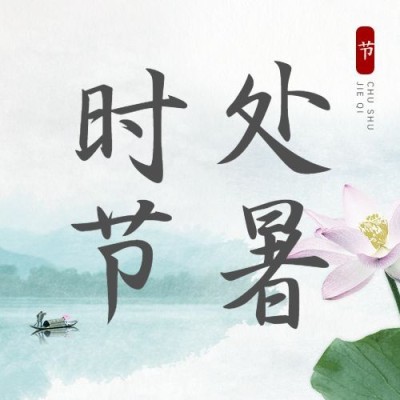 处暑节气莲花秋季水墨公众号次图
