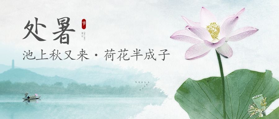 处暑节气莲花秋季水墨公众号首图