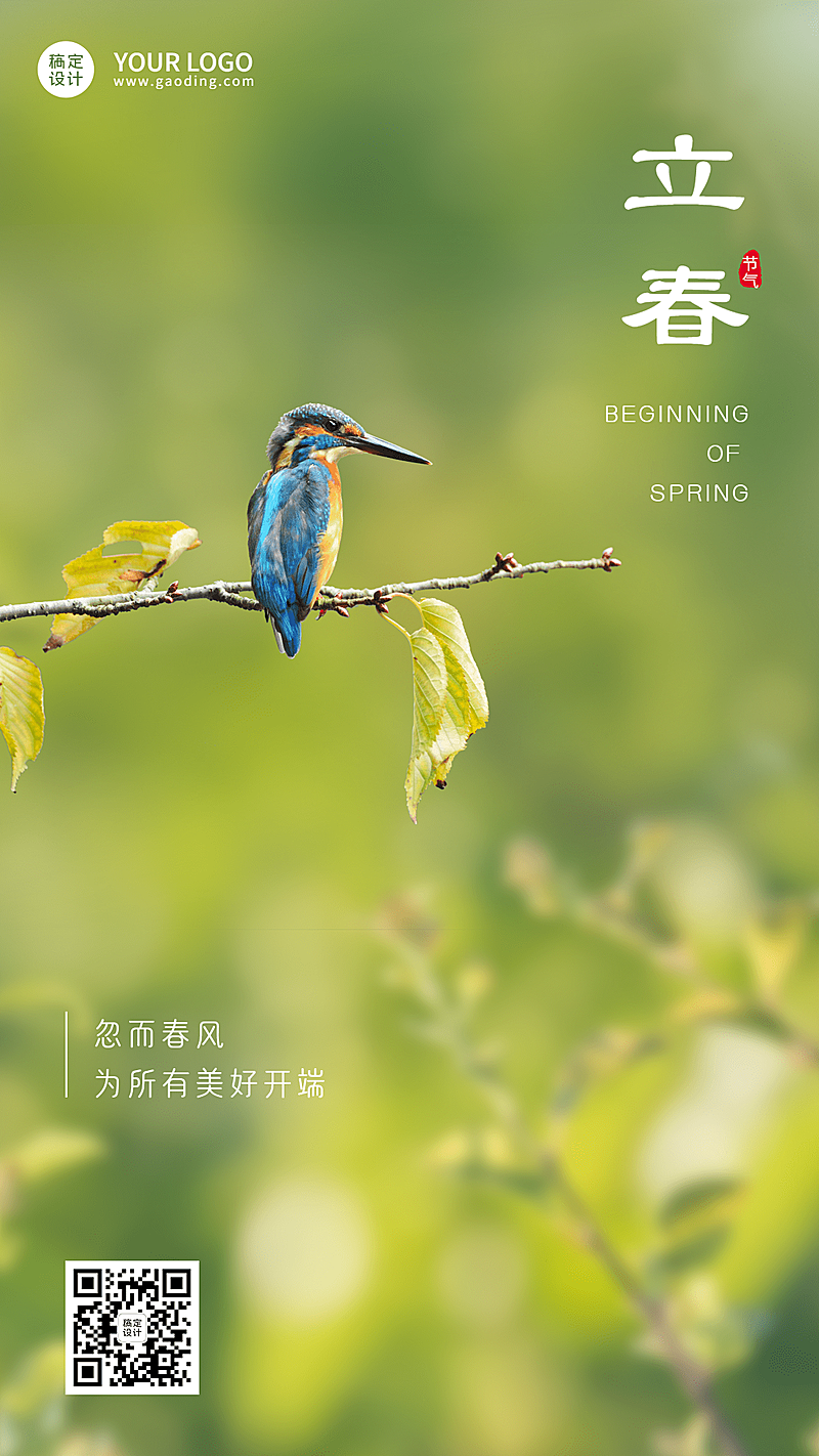 立春祝福春天实景节气手机海报