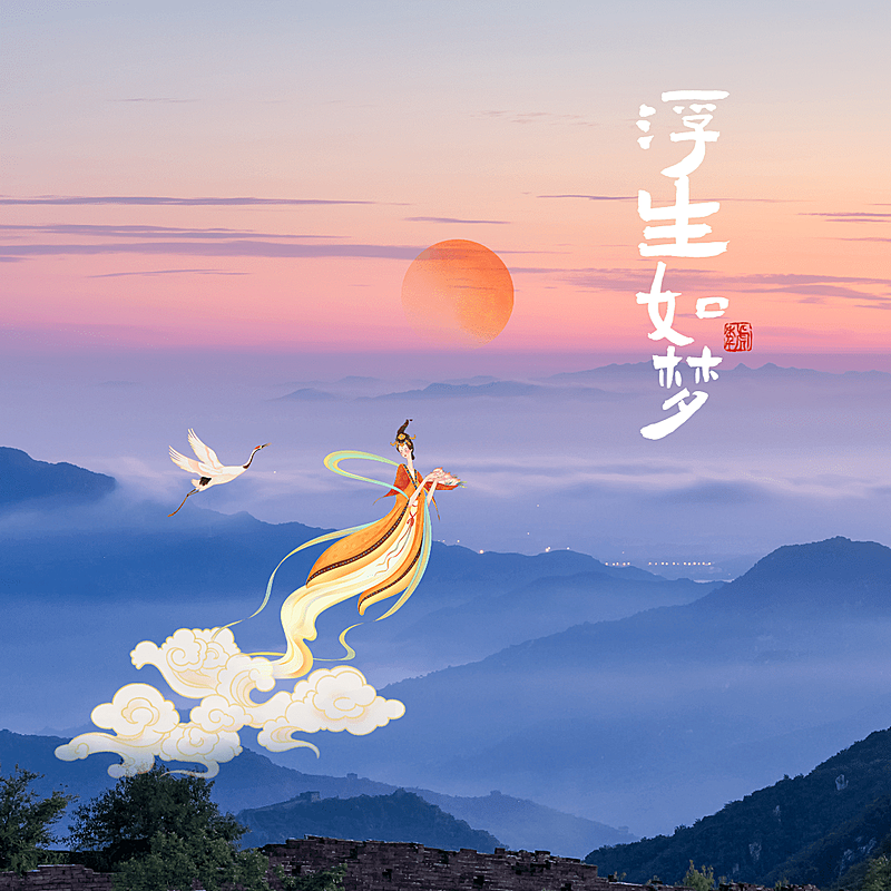 风景中国风云雾晒图晒照plog模板