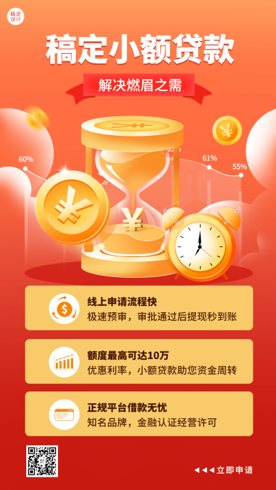 金融保险小额贷款产品介绍营销2.5D手机海报