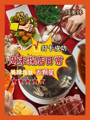 美食分享日常烤肉通用杂志风plog模板