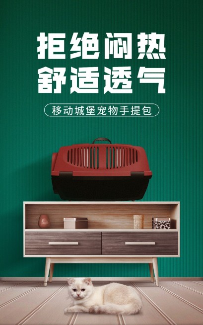 简约时尚常规宠物箱包猫包海报 预览效果