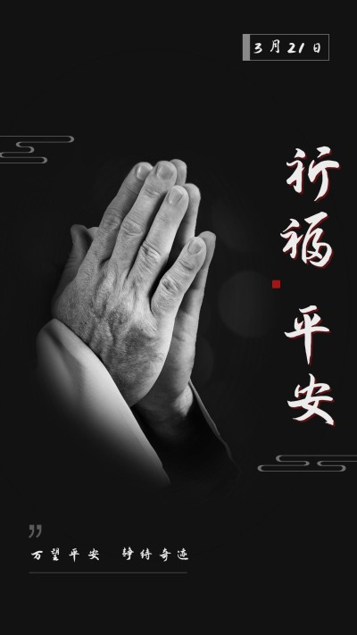 飞机事故祈祷祝福竖版海报