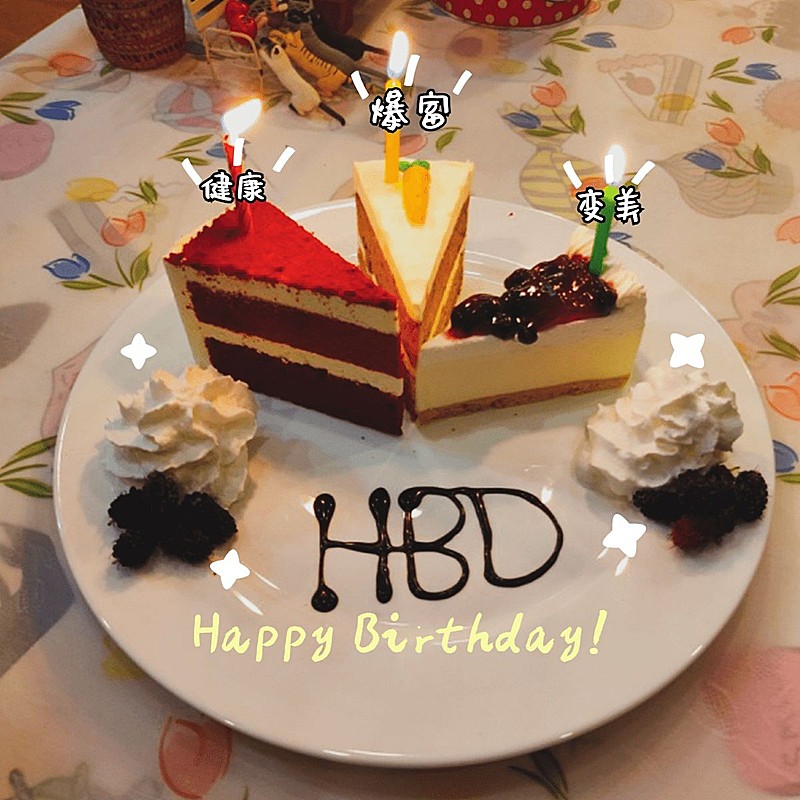 生日蛋糕过生日美食记录简约风plog模板