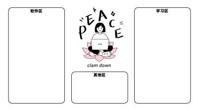 趣味插画打工人佛系电脑分区壁纸