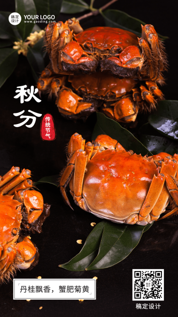 通用秋分节气祝福实景手机海报预览效果