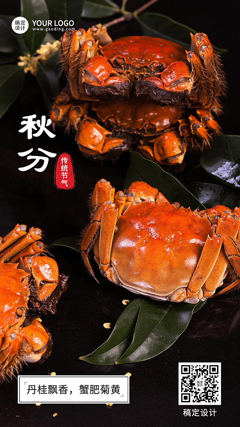 通用秋分节气祝福实景手机海报