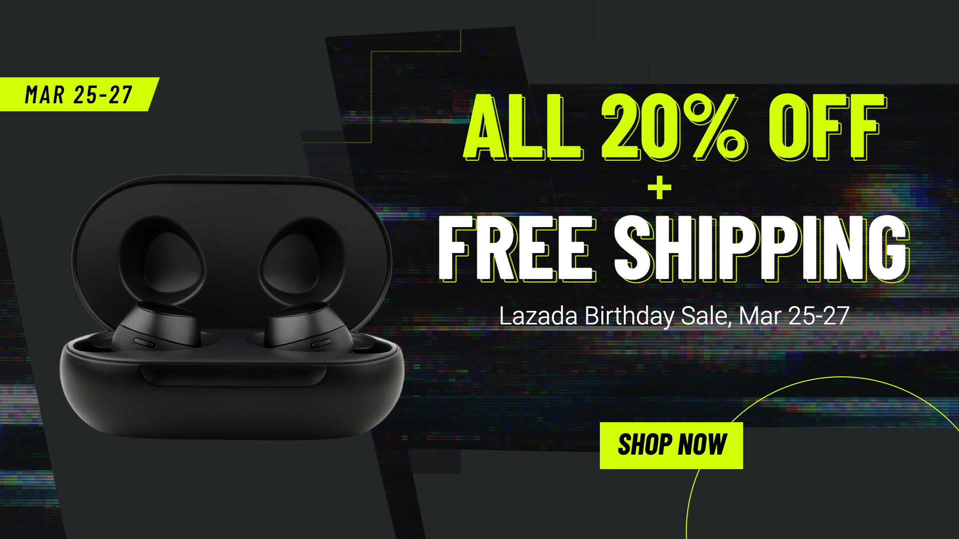 Lazada Birthday Sale Smart Headset Promotion Ecommerce Banner