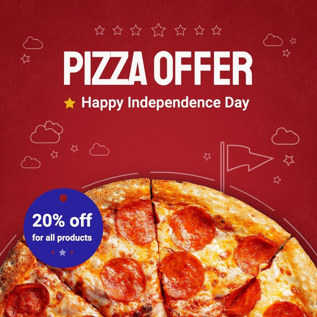 Independence Day Fourth Of July Pizza Fast Food Discount Sale Promo Ecommerce Product Image预览效果