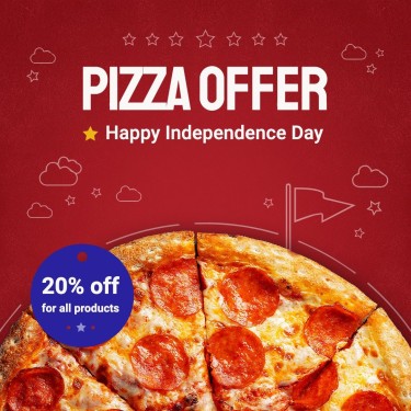 Independence Day Fourth Of July Pizza Fast Food Discount Sale Promo Ecommerce Product Image
