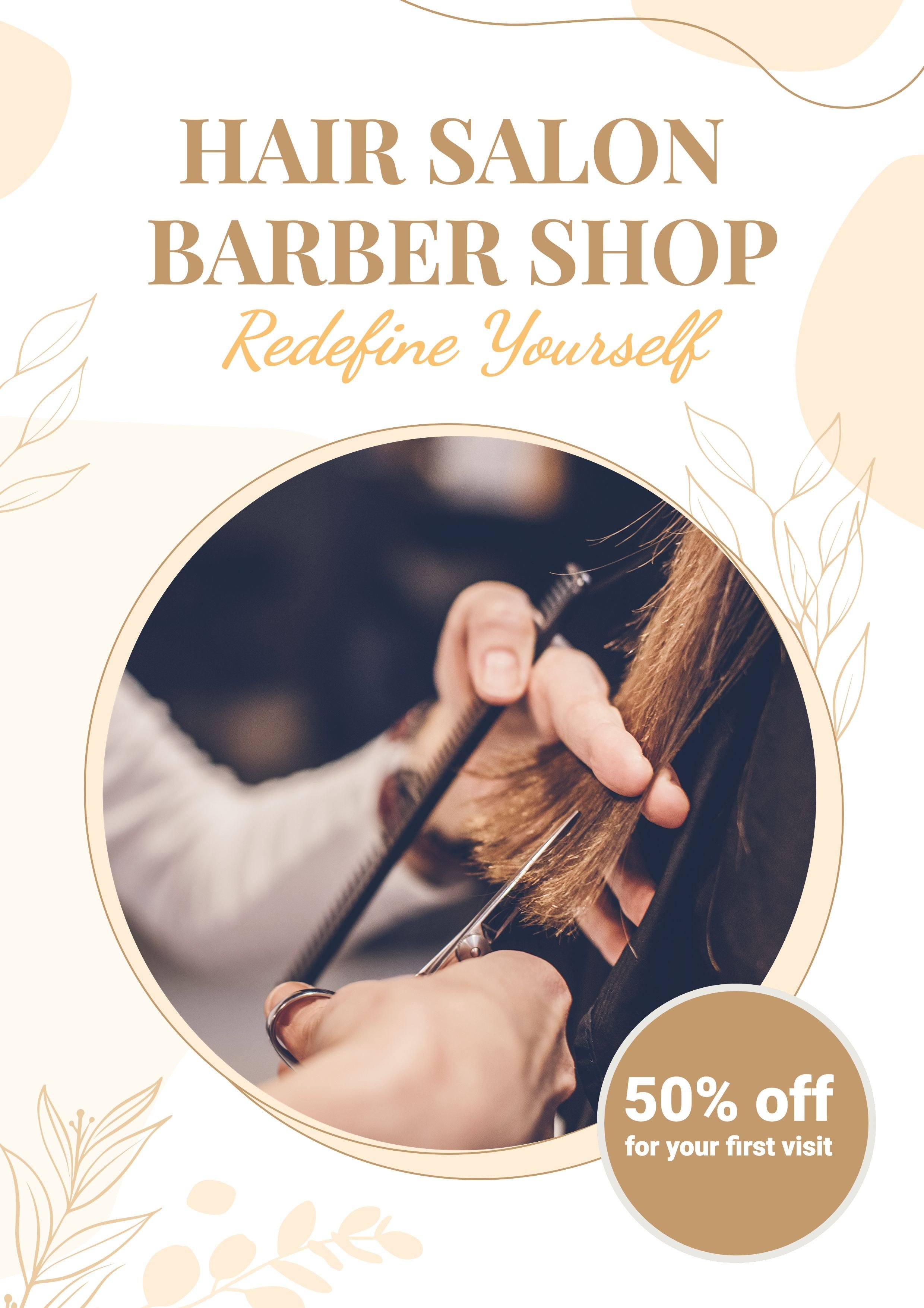 Literary Leaves Decorate Hair Salon Barber Shop Advertising Poster