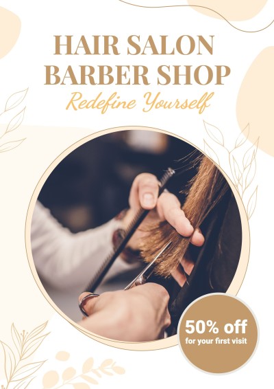 Literary Leaves Decorate Hair Salon Barber Shop Advertising Poster