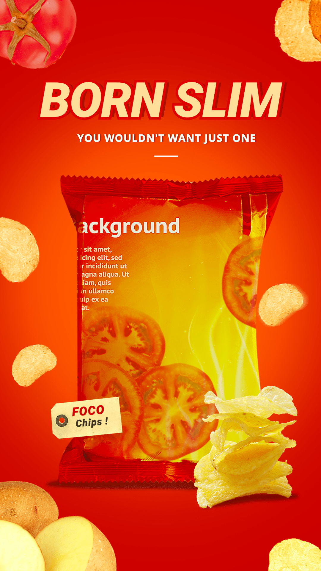 点击进入编辑 Ketchup Tomato Sauce Flavor Potato Chips Consumer Packaged Food Snacks Ecommerce Story预览效果