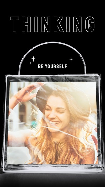 Fashion Plastic style Bags Smile Woman Text Quotes Instagram  story
