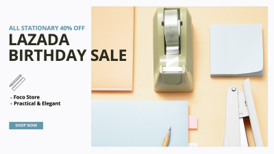 Literary Stationery Lazada Birthday Sale Ecommerce Banner