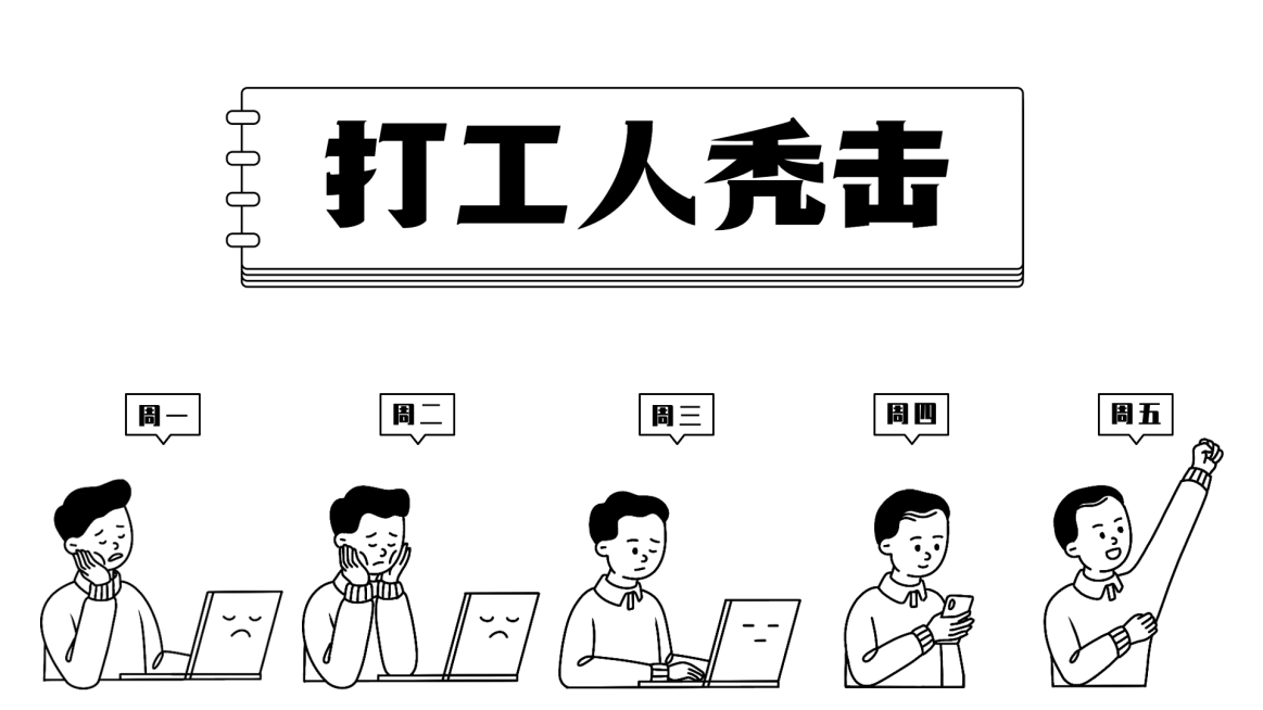 可爱插画打工人电脑壁纸预览效果