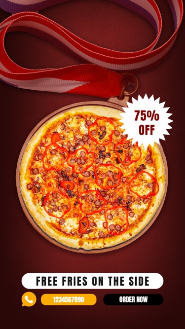 Pizza Fast Food Discount Promo Gold Medal Simulation Creative Campaign Marketing Ecommerce Story